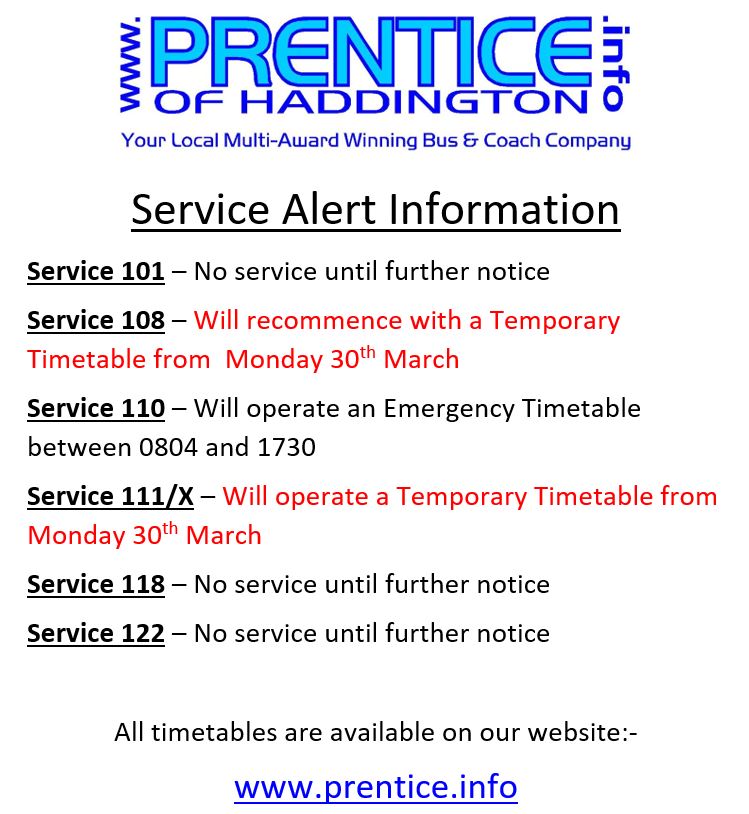 prentice_info's tweet photo. *Service Updates*
Our drivers and passengers safety is of the utmost importance and we urge passengers to only travel when necessary however we realise that key workers rely on our services 
We are making some changes to services from Monday 30th March  https://t.co/92AKunrmNu https://t.co/XiGTHDqmH4