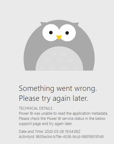 shan_gsd's tweet image. Tweeps! I need some #pbihelp - anyone else seeing this error message but only for certain tenants? I am able to log into most tenants I need to, but I am having issues with this one (tenant is in South Africa). Bandwidth issue? User error? I&apos;ve tried multiple machines/browsers.