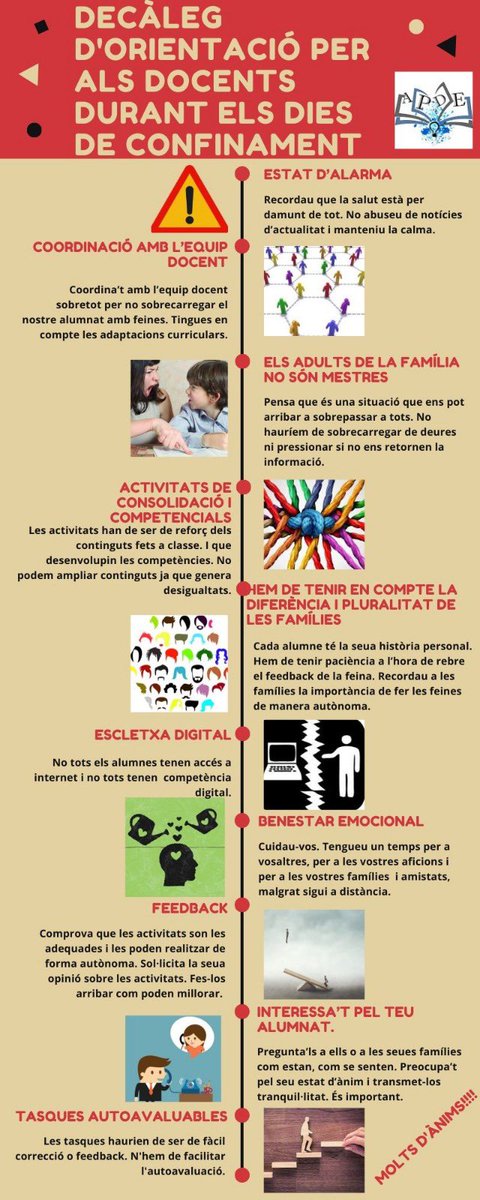 Decàleg d’orientacions per als docents:
#educacio #COVIDー19 #quedatacasa