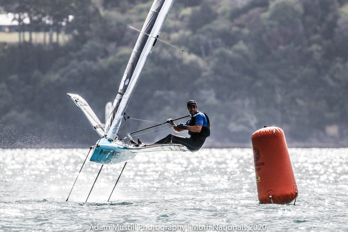 Magrette's tweet photo. Some great shots of foil pilot Graeme Sutherland en route to winning NZ Moth Nationals last weekend! 🤙🏼🇳🇿 

[Photo Credit: Adam Musthill]

#nzsailing #foiling #mothworlds https://t.co/HFcQjz0TQc