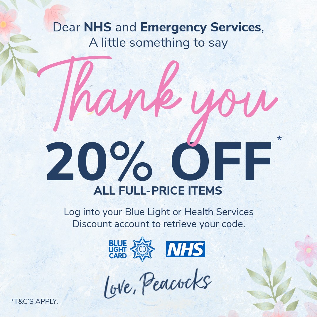 peacocks's tweet photo. Thank You ๐From all of us.
#NHS #healthservicediscounts #bluelight https://t.co/7UeT9QITCn