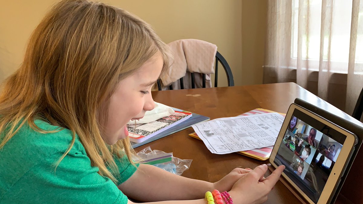 CTE’s “Family Time” Day!  Today Gracie had the opportunity to talk with some of her classmates online..she was super excited!  So we decided since we’re supposed to post family photos we’d do just that!  Meet some of Gracie’s CTE family💙 #Ctetimetoshine <a href="/SaraSmithTeach/">Tigers</a>