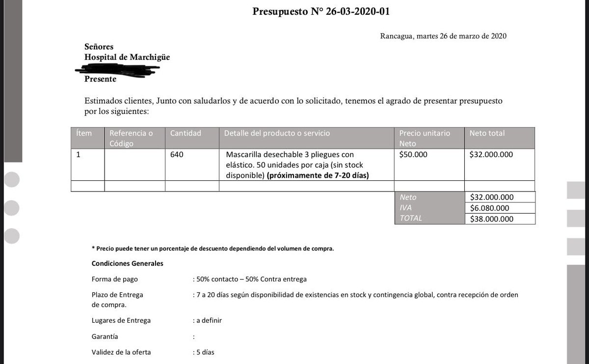 Matias_PerezM's tweet photo. ¡Indignante! Mientras los equipos de salud nos preparamos para enfrentar una pandemia sin precedentes, los proveedores suben los precios sin regulación alguna. En Oct compramos mascarillas por $27 + iva / hoy $1000 + iva urge intervención del estado @ministeriosalud @colmedchile https://t.co/VZskn0WPHC