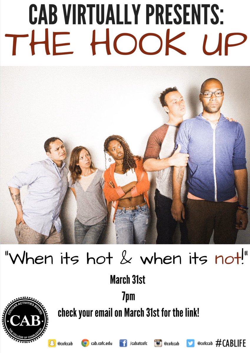 We might not be able to see you in person but that doesn’t mean we can’t bring you awesome events! Join CAB on March 31st <a href="/7pm/">Huong Le</a> for our first virtual programming experience: The Hook Up