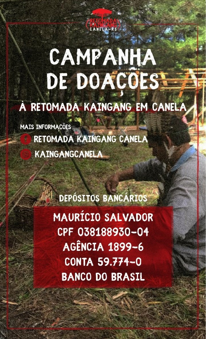_oderie's tweet photo. 🏹🏹🏹ATENÇÃO!🏹🏹🏹
Os indígenas Kaingang da Terra Indígena KONHÚN MÁG, que estão em retomada em Canela-RS, estão precisando de ajuda nesse momento de quarentena. O povo está isolado e precisa de doações para seguirem! Qualquer ajuda é valida! Compartilhem! https://t.co/SbH6HqmEzm