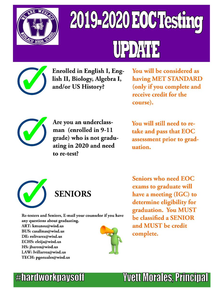 whsnews78596's tweet photo. 2019-2020 EOC Testing UPDATE https://t.co/xkSmjO0mz0