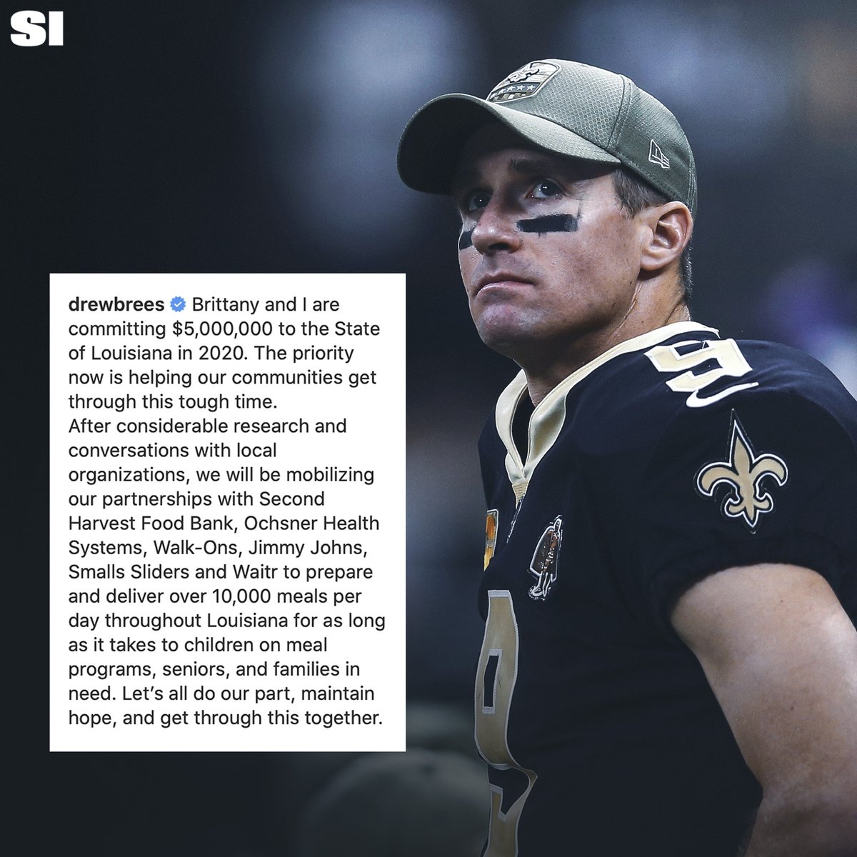 SInow's tweet photo. Incredible generosity from Drew Brees and his wife, Brittany 👏 https://t.co/Xpso4aeQcD