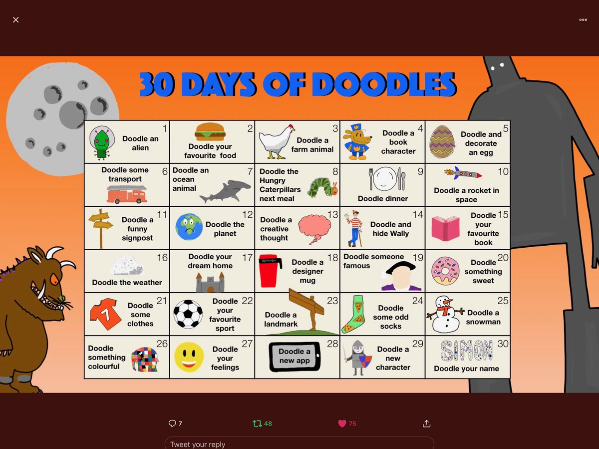 SamWayfield's tweet photo. 30 days of Doodle and 30 days of challenges for #TeamAdele 
@MrWayfield @WayfieldPrimary 
#stayathome #StayAtHomeChallenge #doodleaday https://t.co/Ifj8TIpPWH
