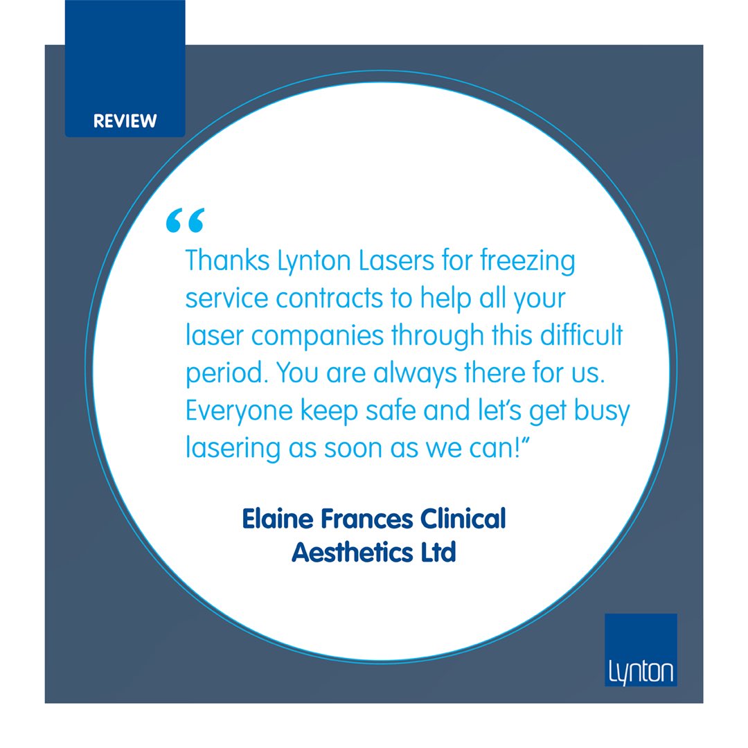 Thank you <a href="/ElaineFrancesCA/">Elaine Frances  CA</a> for the amazing review💙.
We are always here to support all our lovely customers! 

Let’s get through this together👏

#helpingothers #lyntonlaser #weuselynton #reviews