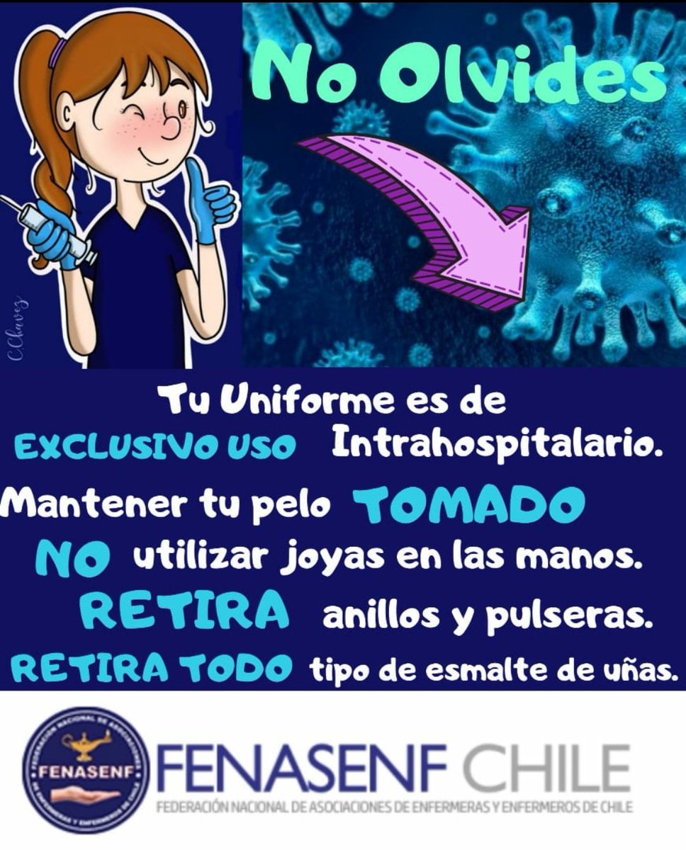 AsenfValpar's tweet photo. 📣  Equipo de salud:‼NO PUEDE ANDAR EN LA CALLE CON UNIFORME CLINICO O DELANTAL BLANCO‼HOY MÁS QUE NUNCA! AUNQUE NO TRABAJE EN HOSPITAL..
(Bueno, antes tampoco pero..🙄) por la seguridad suya, de los que queremos y la del resto de personas #NoSalgasConUniforme #YoTeCuido https://t.co/Y7OahhapoO