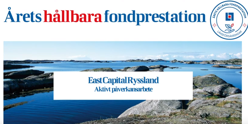 EastCapital's tweet image. Länsförsäkringar har via sitt fondutbud utsett East Capital Rysslandsfonden till finalist i Årets hållbara fondprestation i kategorin Aktivt påverkansarbete. Läs mer och rösta: lansforsakringar.se/stockholm/priv…

#förvaltning #hållbarförvaltning #aktivinvestering #hållbarhet