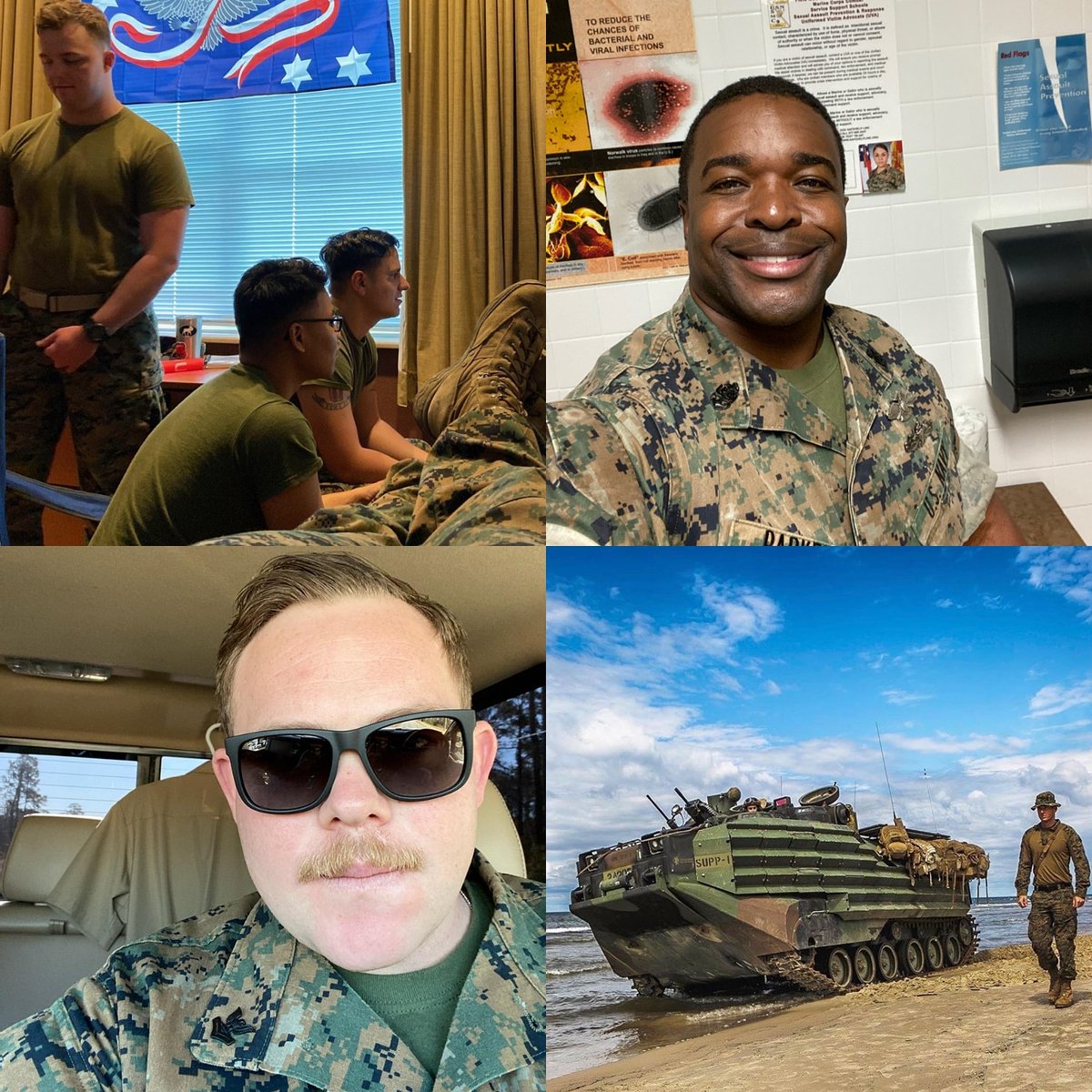 collaborate2edu's tweet photo. Today was camo day to say thank you to all the service members working hard to ensure we are safe during this time. Special shout out to these fellas! #marines #navycorpsman #thankful #theyareessential https://t.co/BsYZvO5dU0