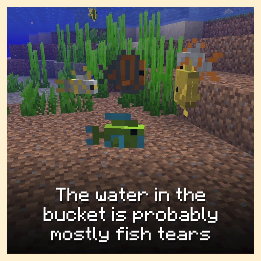 Twitter 上的minecraft Minecraft Has 3584 Variants Of Fish And One Variant Of Bucket Add Them Together And You Ve Got This Week S Taking Inventory Item The Bucket Of Fish Read All About This