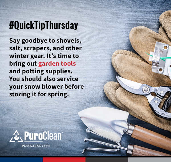Quick Tip: It’s time to bring out garden tools and potting supplies.