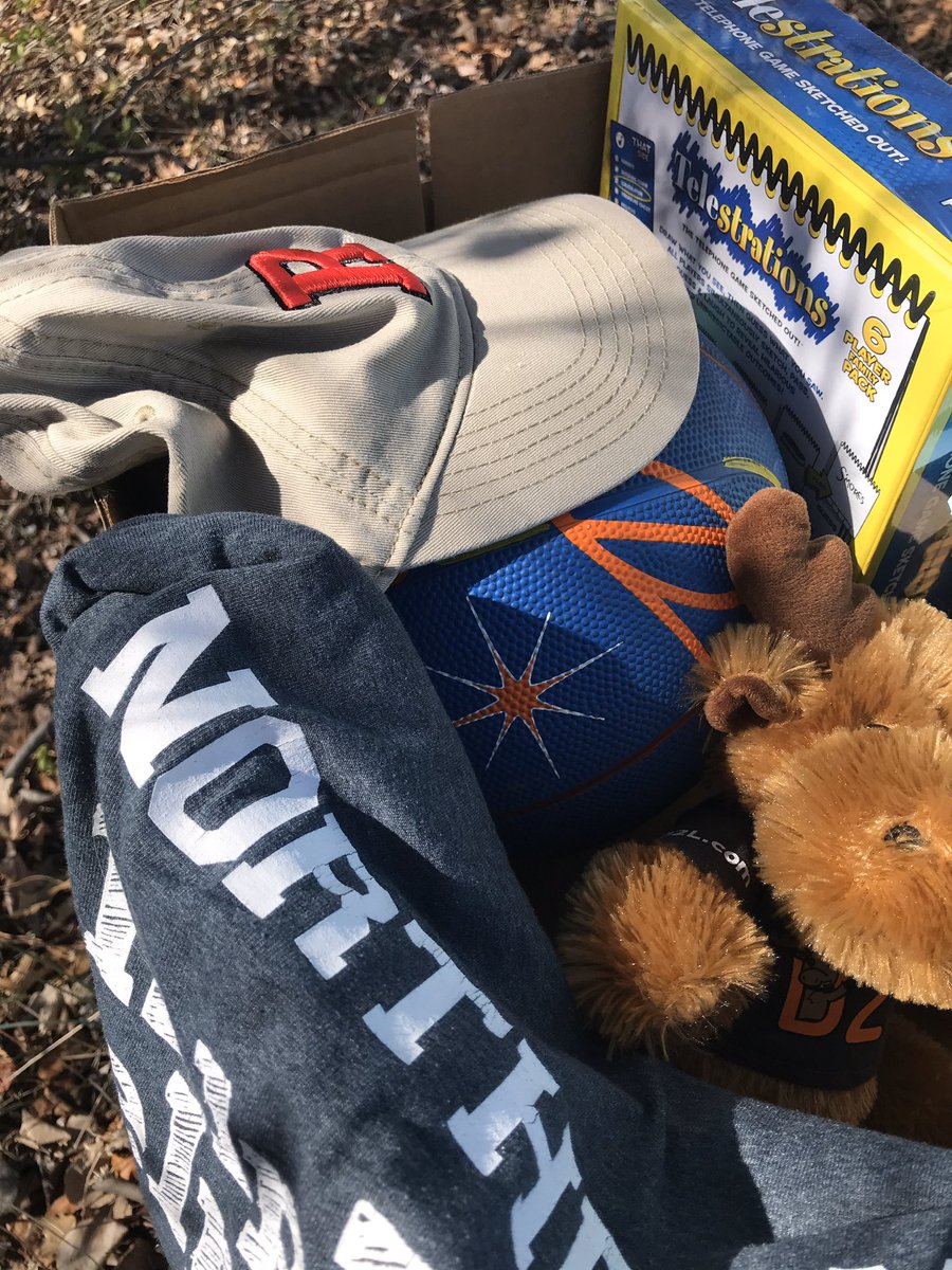 NBMiddleAg's tweet photo. A moose, a @RutgersU hat & a game are sitting on a ladder. Nope, not the start of a bad joke. Props for #NBAg7 #TouchbaseThursday video. https://t.co/SF9mk5YjIn