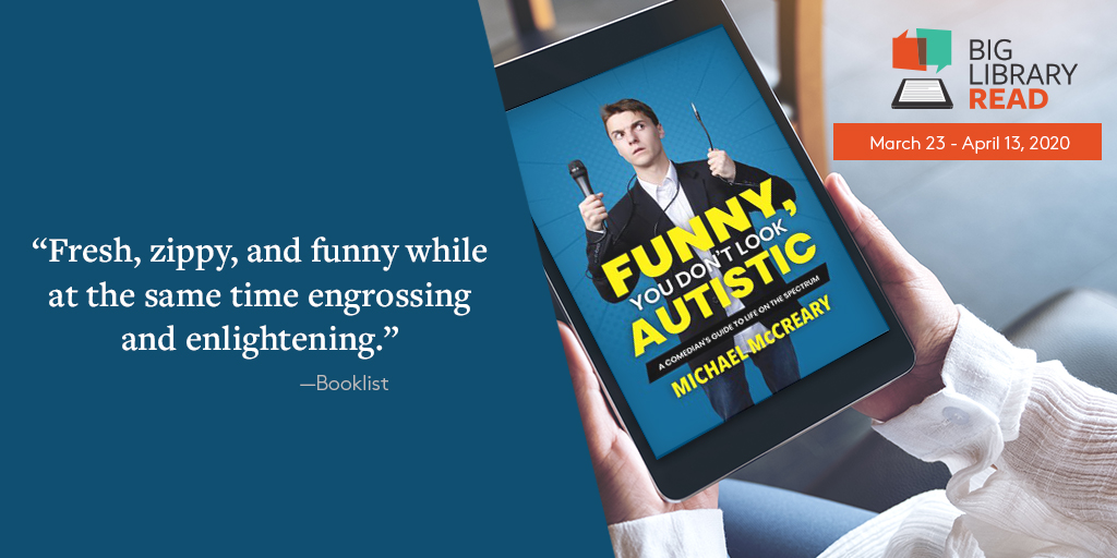 person holding tablet with featured book title and quote