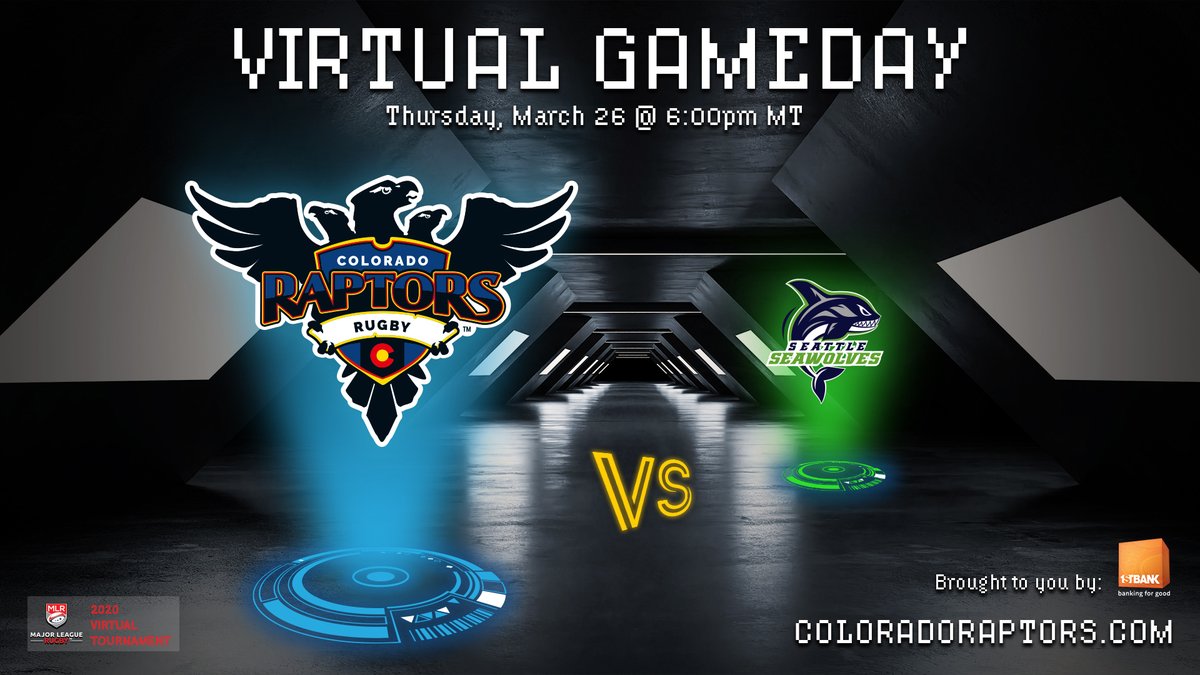 AmericanRaptors's tweet photo. It's an @efirstbank GAMEDAY!

Round 2 of @usmlr 2020: Virtual continues tonight at 6 PM as we take on @SeawolvesRugby!

Catch the action on https://t.co/xvNUBTMOF8!

#ColoRaptors | #ToPlayAnotherDay https://t.co/kp6MiDmwxk