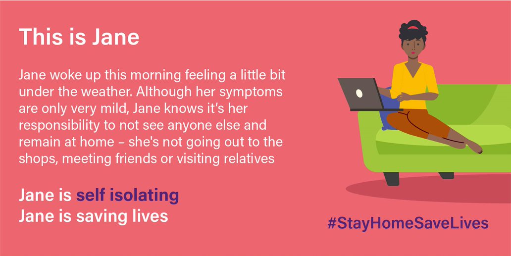 BucksCouncil's tweet photo. Jane is self isolating. Jane is saving lives. 

Be like Jane 👇

#StayHomeSaveLives https://t.co/LHSJJUTOTR