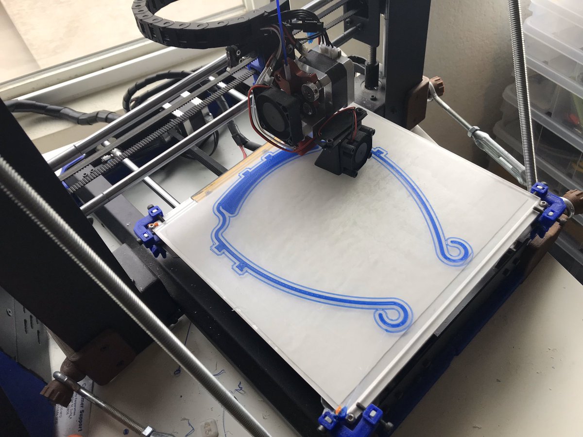 Norbtek's tweet photo. Haven’t fired this printer up in months.  Come on MPMS v2, lets go to work!!

Making a face shield. Hopefully one of many. Thanks #3DVerkstan for making this .stl available. https://t.co/UpZkAkhnaB
