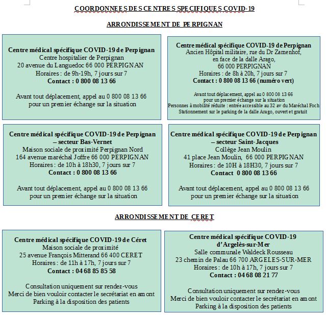 Prefet66's tweet photo. #CORONAVIRUS #COVID19
🚨Changement d'horaires🚨

A Perpignan, les centres médicaux COVID-19 des quartiers St Jacques et Bas-Vernet seront désormais ouverts 7j/7 en cas de premiers symptômes de COVID-19 (après appel du n° vert 0800 08 13 66). Tous les centres à retrouver 👇 https://t.co/wUPudTGwV5