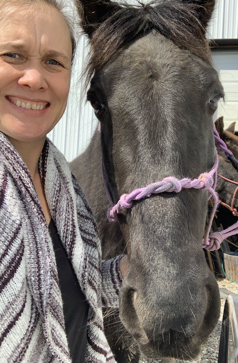 ew_lambert's tweet photo. Gen’s barn color is purple, so I took our picture for purple day.  🐴 #SpiritWeek @Edgewood_ES @edgewood_pto https://t.co/vhP1wqLpbp