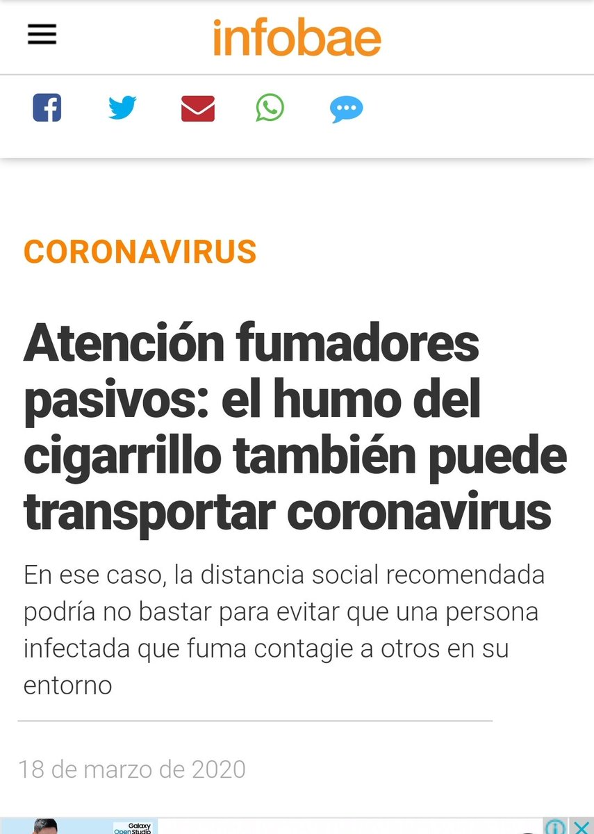 FabBallarini's tweet photo. FAKE NEWS
El humo no trasporta el virus.

Obviamente fumar empeora la enfermedad.

Por favor sean responsables. https://t.co/hjAzVewEDn