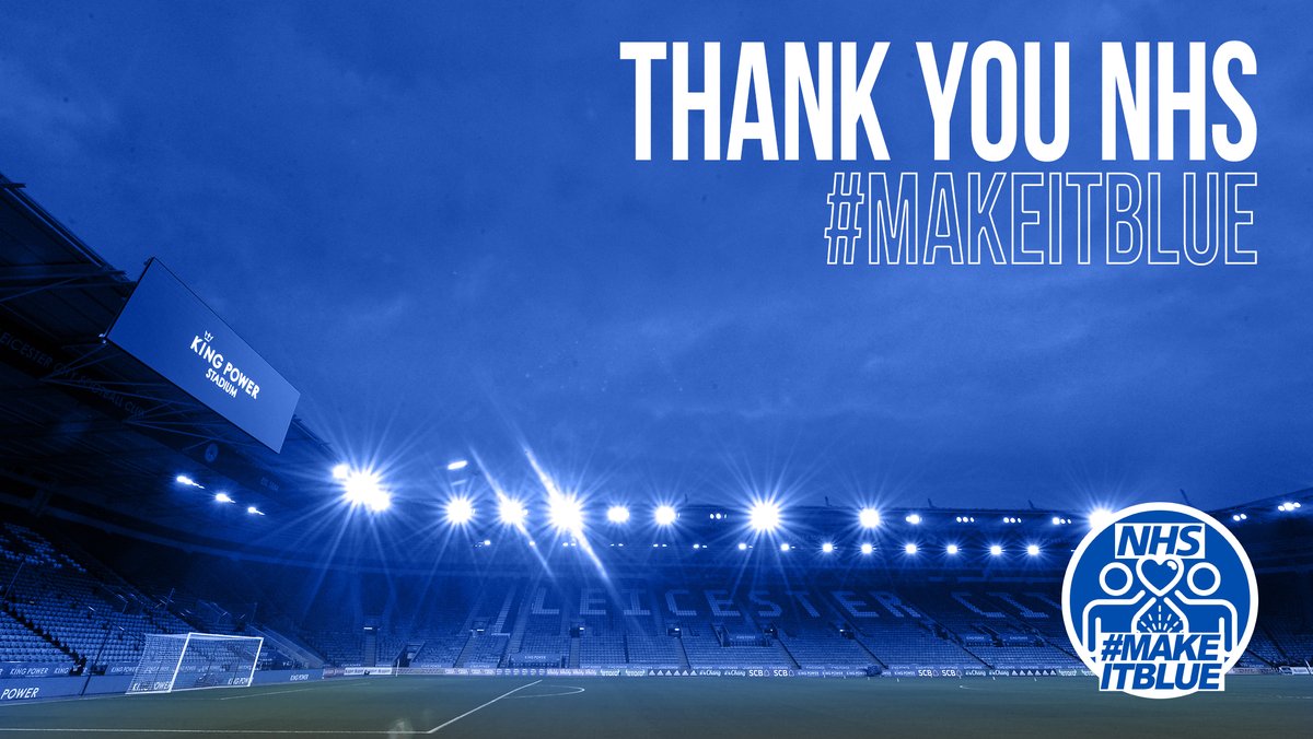 LCFC's tweet photo. We are proud to show our support for the brilliant 
@NHS and the #ClapForOurCarers campaign 👏

#MakeItBlue 💙 #LightItBlue https://t.co/BSHpMGPhRL