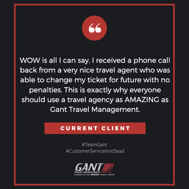 GantTravel's tweet photo. If you can't say the same for your current TMC, maybe you're with the wrong one. 
.
.
.
.
.
.
.
#TeamGant #coronavirus #COVID19 #GantTravel #UniquelyBetter #CorporateTravel #BusinessTravel #TravelForWork #GantIsMyTMC @FroschTravel https://t.co/vqV6BJJyL7
