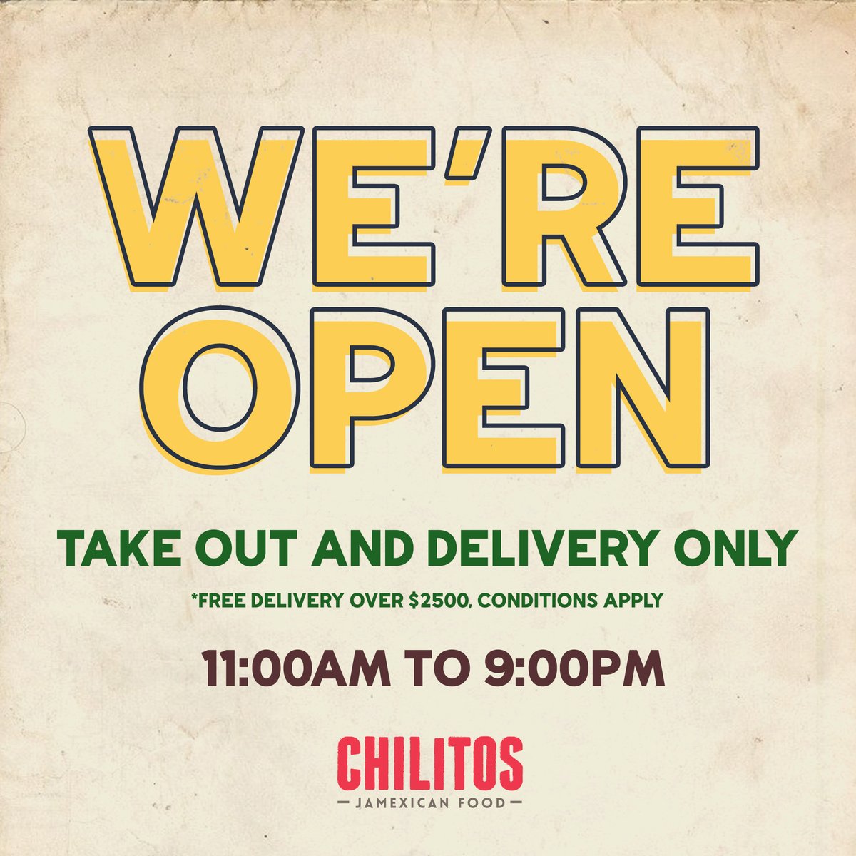 chilitosmexican's tweet image. Switch up the ol&apos; #quarantineroutine.⁣
⁣
Order out for pick-up or delivery !