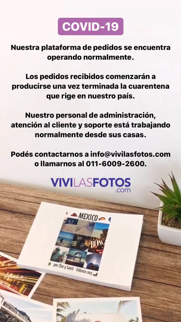 AVISO IMPORTANTE COVID-19

Nuestra plataforma de pedidos se encuentra operando normalmente y nuestro personal está trabajando normalmente desde sus casas. 

Los pedidos recibidos comenzarán a producirse una vez terminada la cuarentena que rige en nuestro país.

#YoMeQuedoEnCasa
