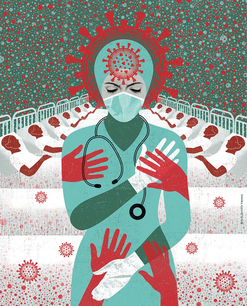 womensart1's tweet photo. Italian illustrator twins, Anna &amp; Elena Balbusso's artwork in praise of 'all the doctors and health workers engaged in this very hard planetary war against the #covid19' #womensart https://t.co/9n1XFUQpTu