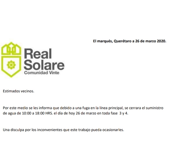 RealSolare's tweet image. Corte de agua x otra fuga, de las muchas que hay a diario. Ya saben avisan a la mera hora así que ojala alcancen a apartar agua. @cea_qro @mpio_El_Marques @PanchDominguez @calvarezflores @Vinte_Mx