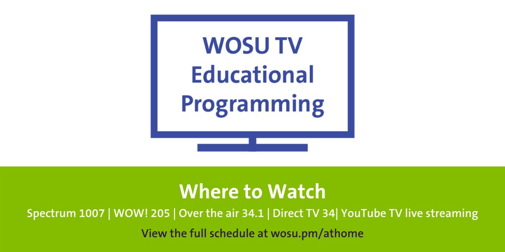 Learn at home with <a href="/WOSU/">WOSU Public Media</a>! Beginning on 3/30, the WOSU main TV channel will shift to showing educational programs for the PreK-12 audience from 7a to 5:30p, w/ breaks for <a href="/GovMikeDeWine/">Governor Mike DeWine</a>'s daily address. 

More info at wosu.pm/athome.
