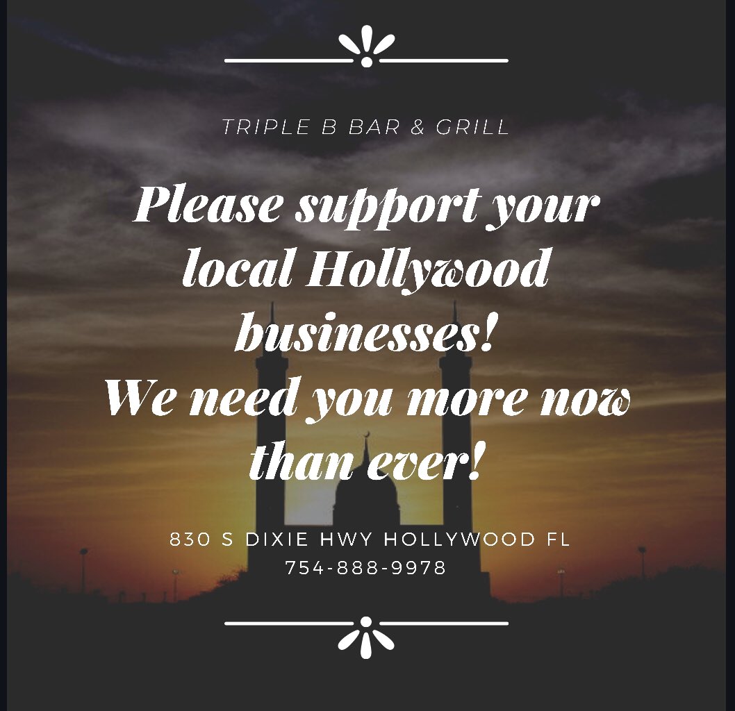 triplebbar's tweet photo. Please support your local Hollywood businesses! We would like to thank everyone who has ordered from us over the last week and a half we truly appreciate it from the bottom of our hearts ❤️❤️❤️❤️ https://t.co/M0M5XkGJtZ