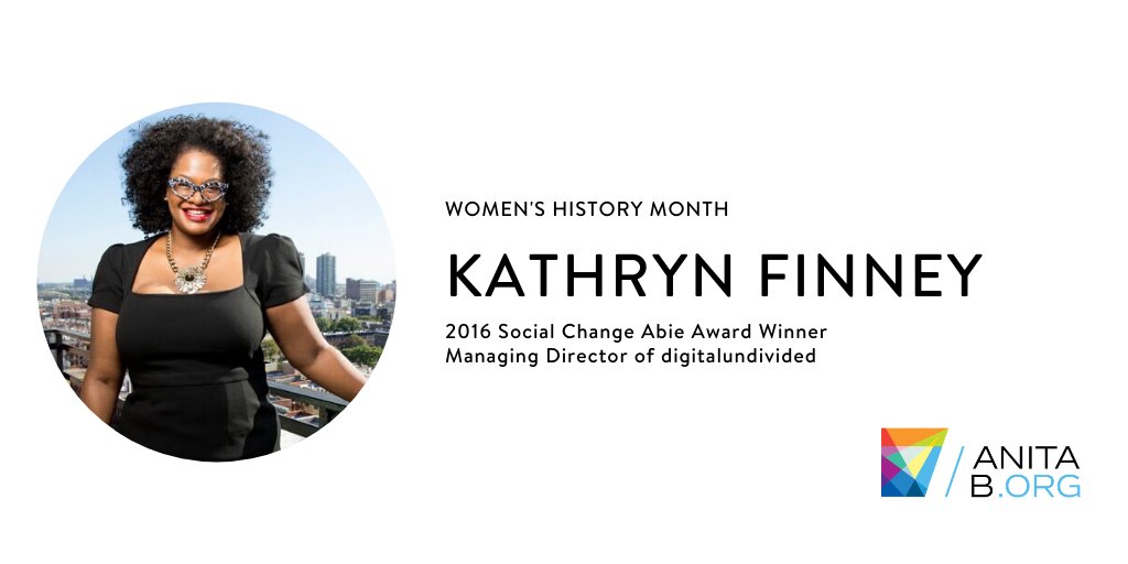 ghc's tweet photo. Today for #WomensHistoryMonth, we honor Kathryn Finney (@KathrynFinney), 2016 Social Change #AbieWinner. She founded @digundiv to foster economic growth through the empowerment of women of color entrepreneurs. ⁣⁠Learn more here: https://t.co/D4mkzOUEbx #AnitaB #WHM #AbieAward https://t.co/0AIAK2ee1m