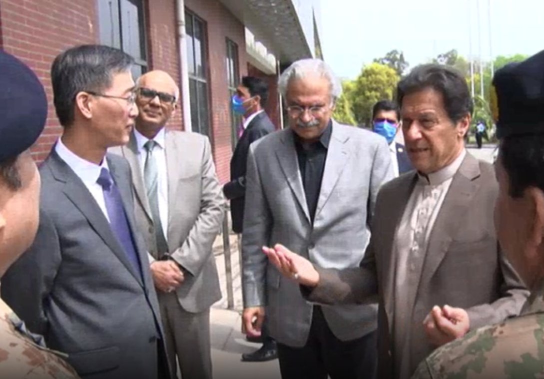CathayPak's tweet photo. Amb Yao Jing attended with PM @ImranKhanPTI earth-breaking ceremony of an Isolation Hospital supported by the Chinese Government. PM highly appreciated China's prompt assistance to Pakistan.#ChinaPakSolidarity fighting against #Covid_19 @ArifAlvi @ForeignOfficePk @MFA_China https://t.co/06DwWZ2FCT