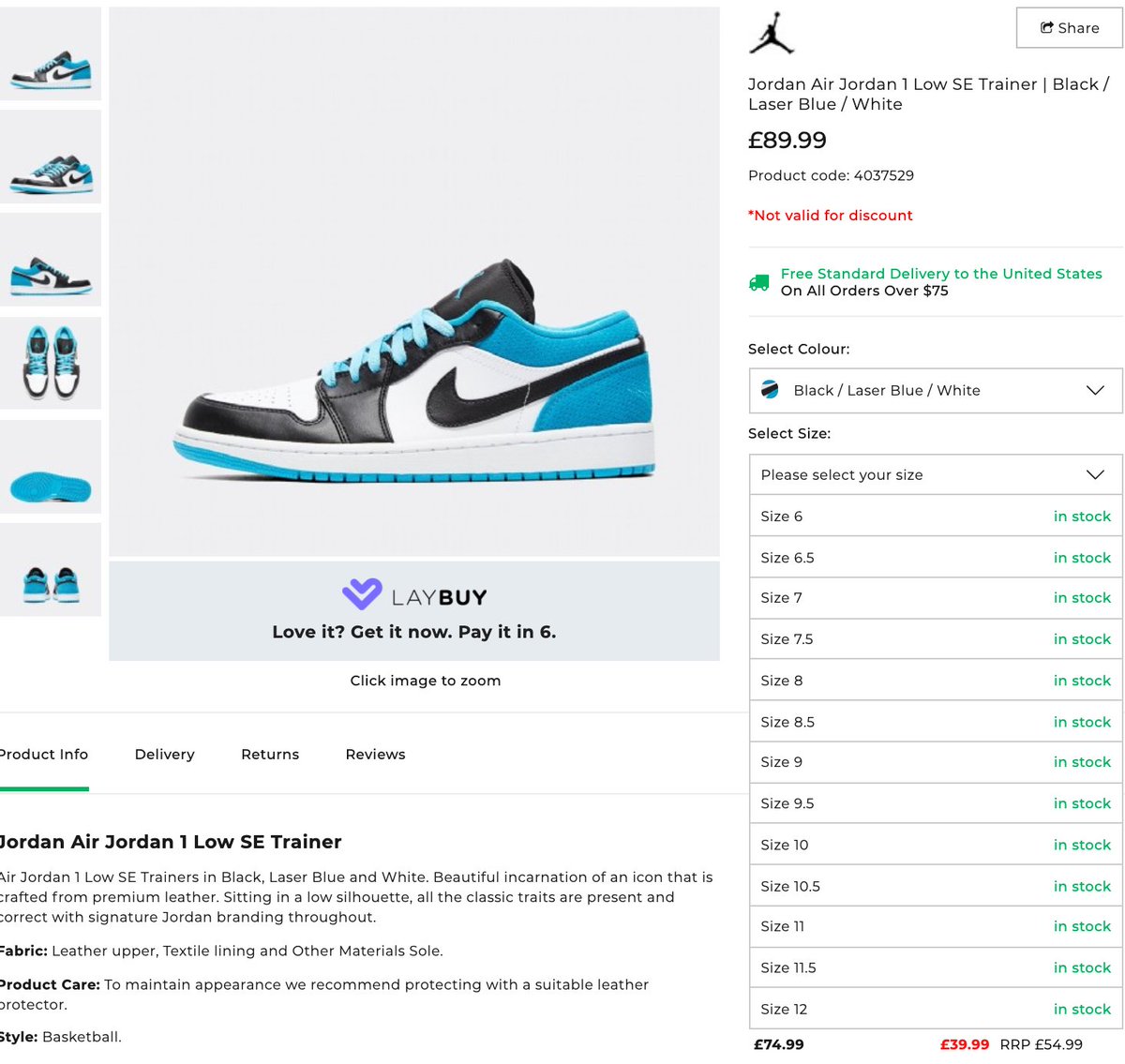 air jordan 1 low se laser blue stockx