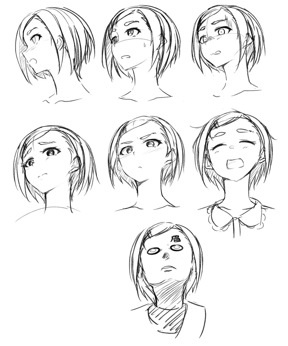 しろたみずき Skeb募集中 正面と斜め顔以外あまり描く機会ないのであおり練習