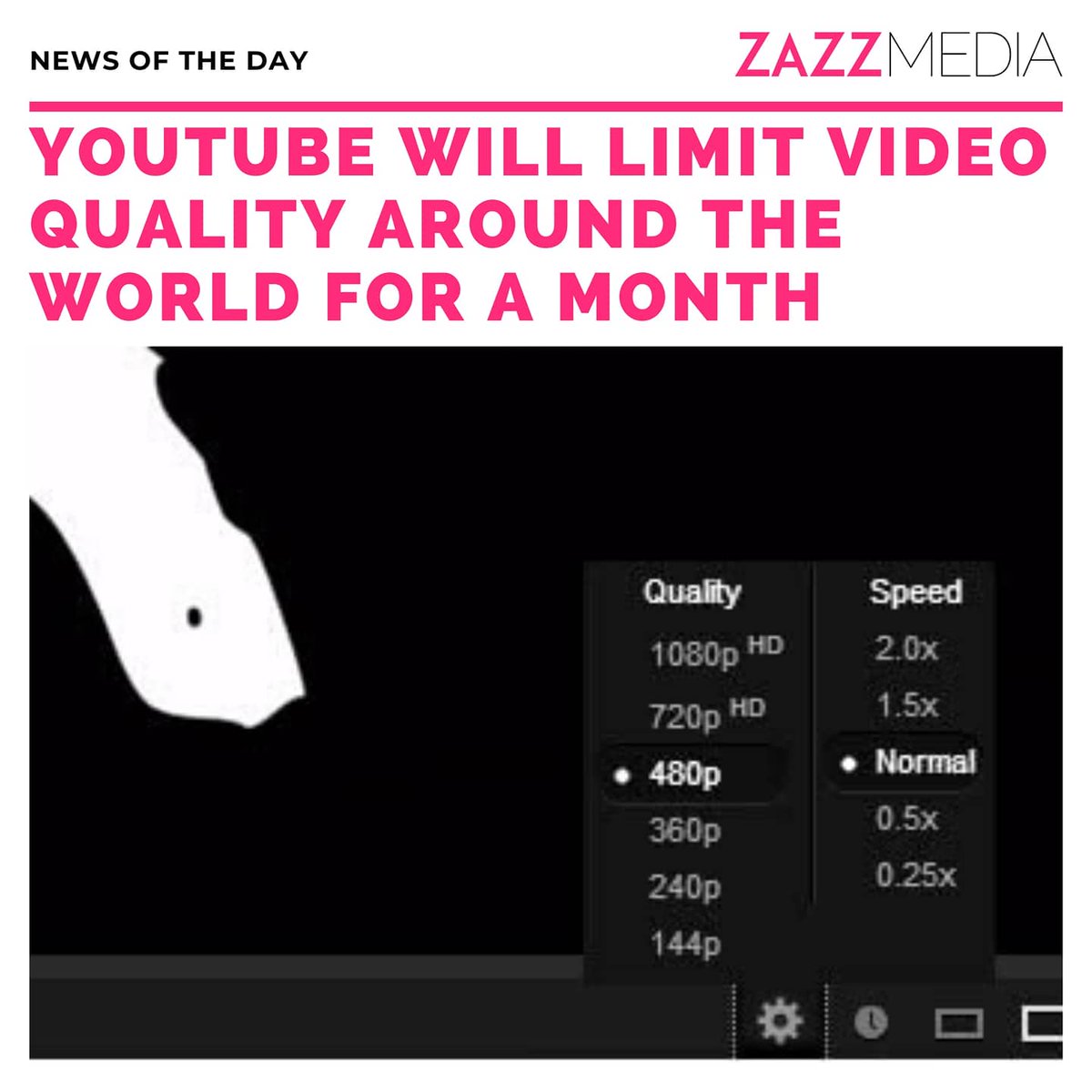 zazzmedia's tweet photo. #YouTube has started to reduce the quality of videos around the world, to ease internet traffic during the coronavirus outbreak.

Viewers will at first see YouTube videos in SD amd will have to choose HD in order to watch in that quality.

#ZazzMedia https://t.co/FoaDfKDRO8