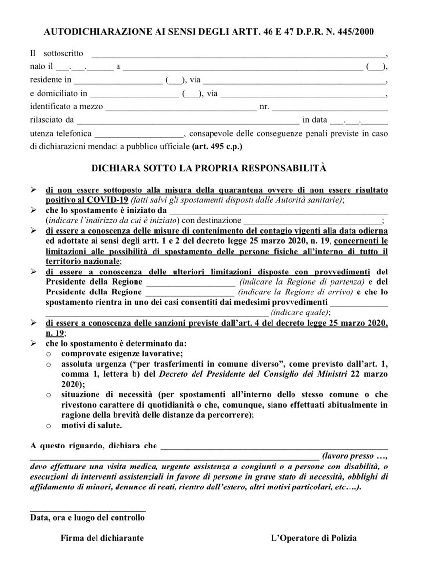 AstraTorino's tweet photo. 🔴 CORONAVIRUS
Ecco come cambia, oggi, il modulo dell'autocertificazione per gli spostamenti. Previsti diversi nuovi casi di necessità https://t.co/nOIukLfByw