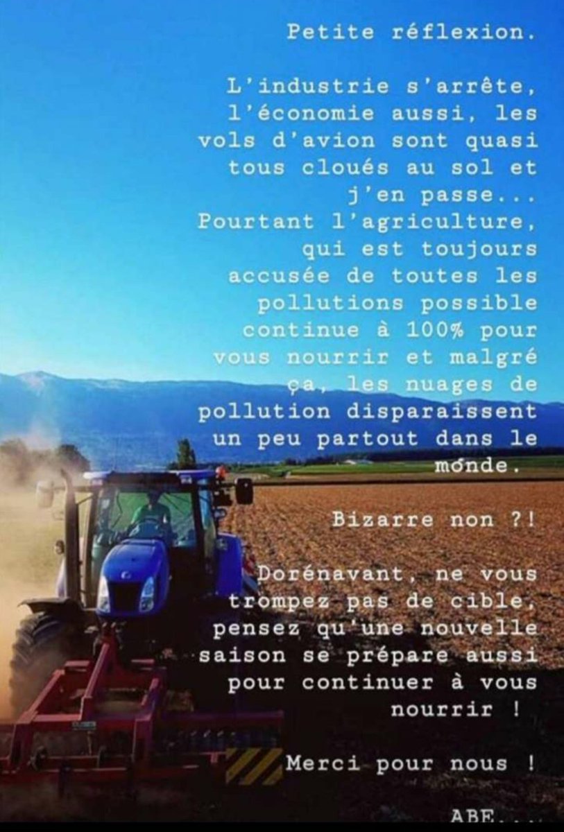 Ça laisse à réfléchir n'est-ce pas ?? 🧐🧐 #agriculture #COVID19france #RestezChezVous
