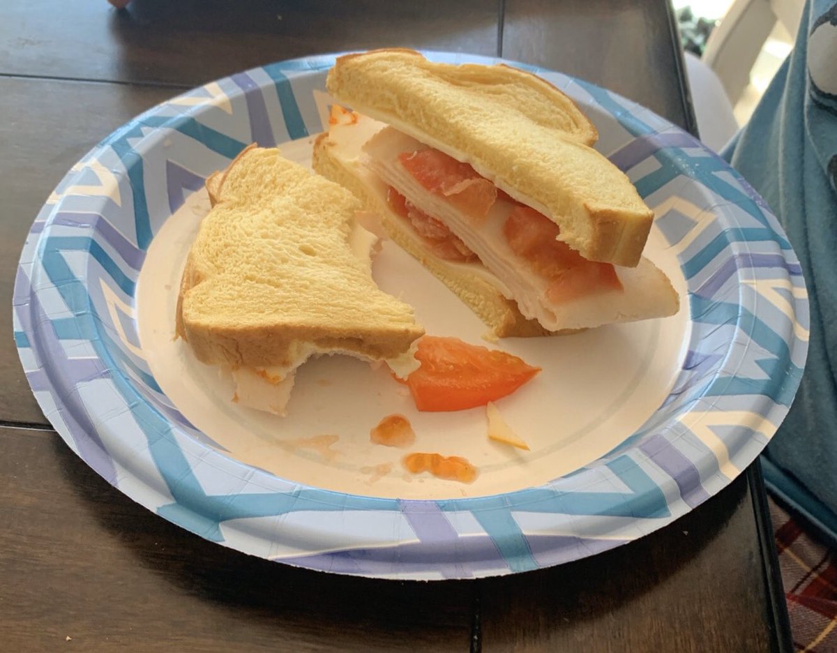 Turkey club one of my students made minus the bacon and lettuce because I think all of us are short on ingredients these days! Getting pictures from students really brightens my day! #distancelearning #chefsofthefuture