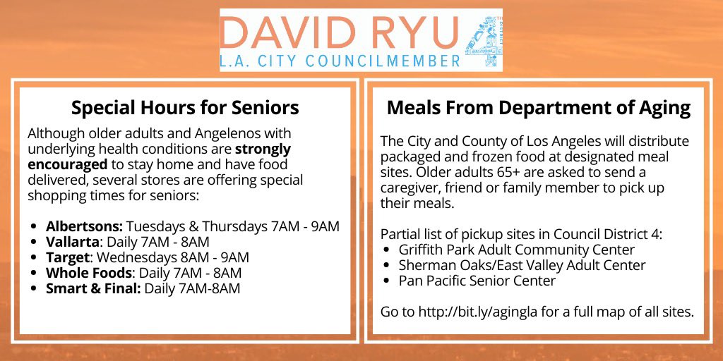 davideryu's tweet photo. It's important that we all continue to check on our older friends, relatives, and neighbors, and offer to help them whenever we can. If you're healthy and able, offer to pick up prescriptions, groceries, or a hot meal from one of the Department of Aging's meal distribution sites. https://t.co/bA5kLrvJcD