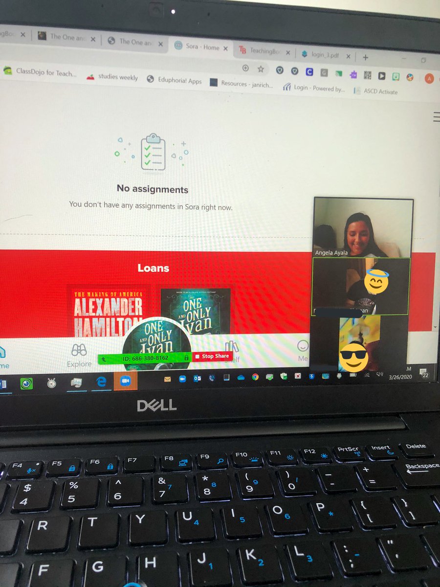 AngelaDAyala's tweet photo. Very first zoom with students. I remember before they told us we wouldn’t have school on Friday one of my students wanted to borrow a book but he didn’t get to take it since there was no school the next day. Now I’m connecting them to reading apps through video chat! @HousmanElem https://t.co/2cbh1rVNDg