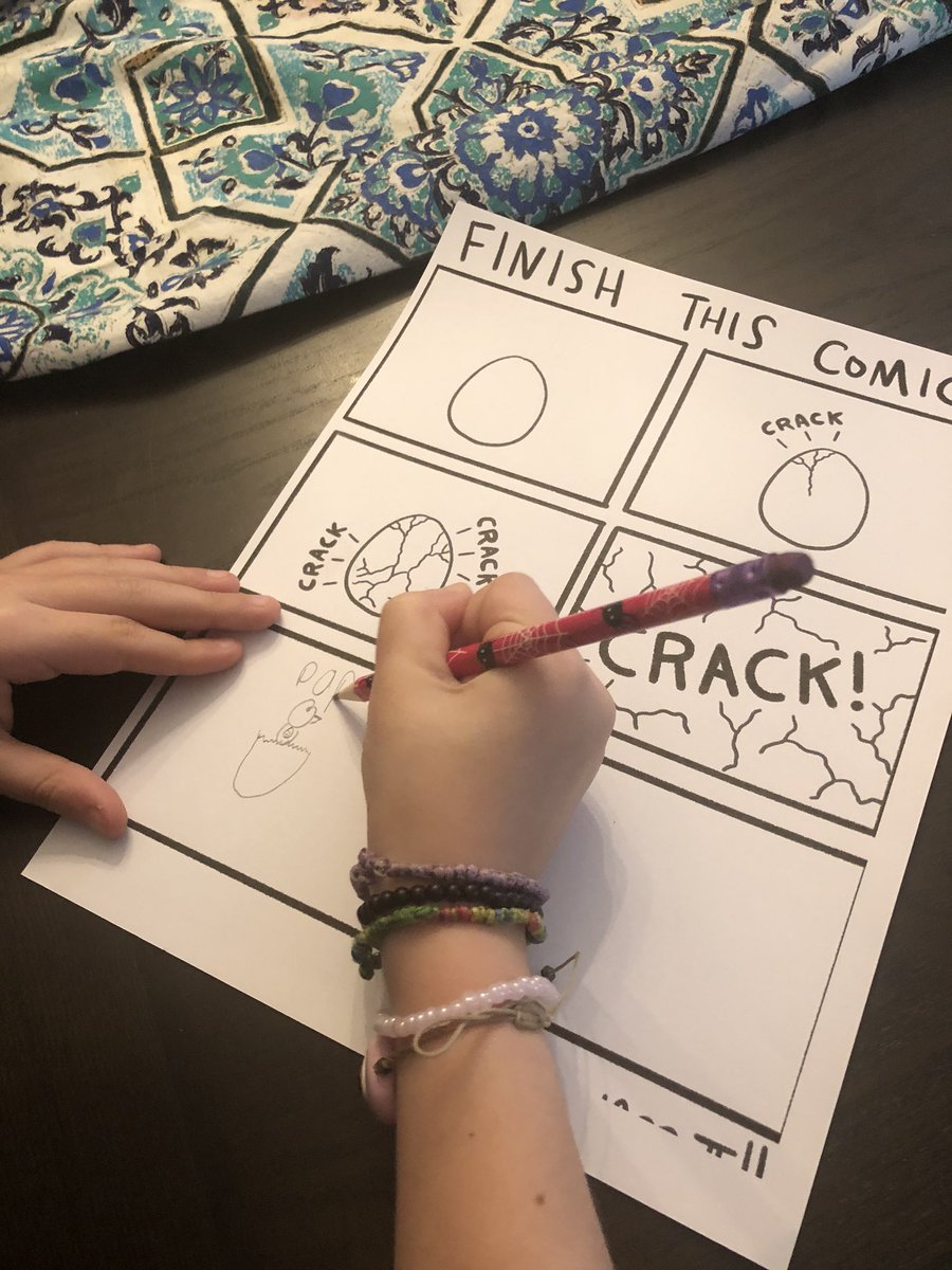sofieifant's tweet photo. @Jarrett_Lerner has some fun ways for our kids to get creative! My kiddos had fun with these #finishthiscomic  activities. Lots more available on his website #learnathome #keepingbusy #havingfunandlearning #stayhome https://t.co/NjkptQG1zy