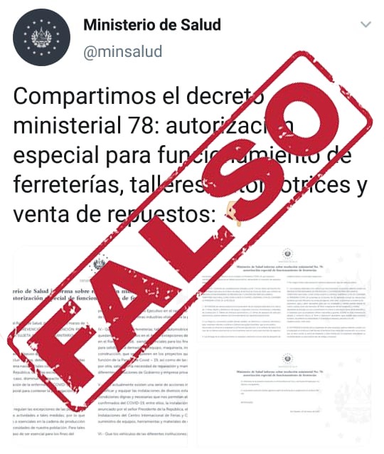 SaludSV's tweet photo. Queremos aclarar que el decreto que circuló no es el OFICIAL.

El decreto ministerial oficial será publicado en el transcurso del día. https://t.co/16MNalGVtI