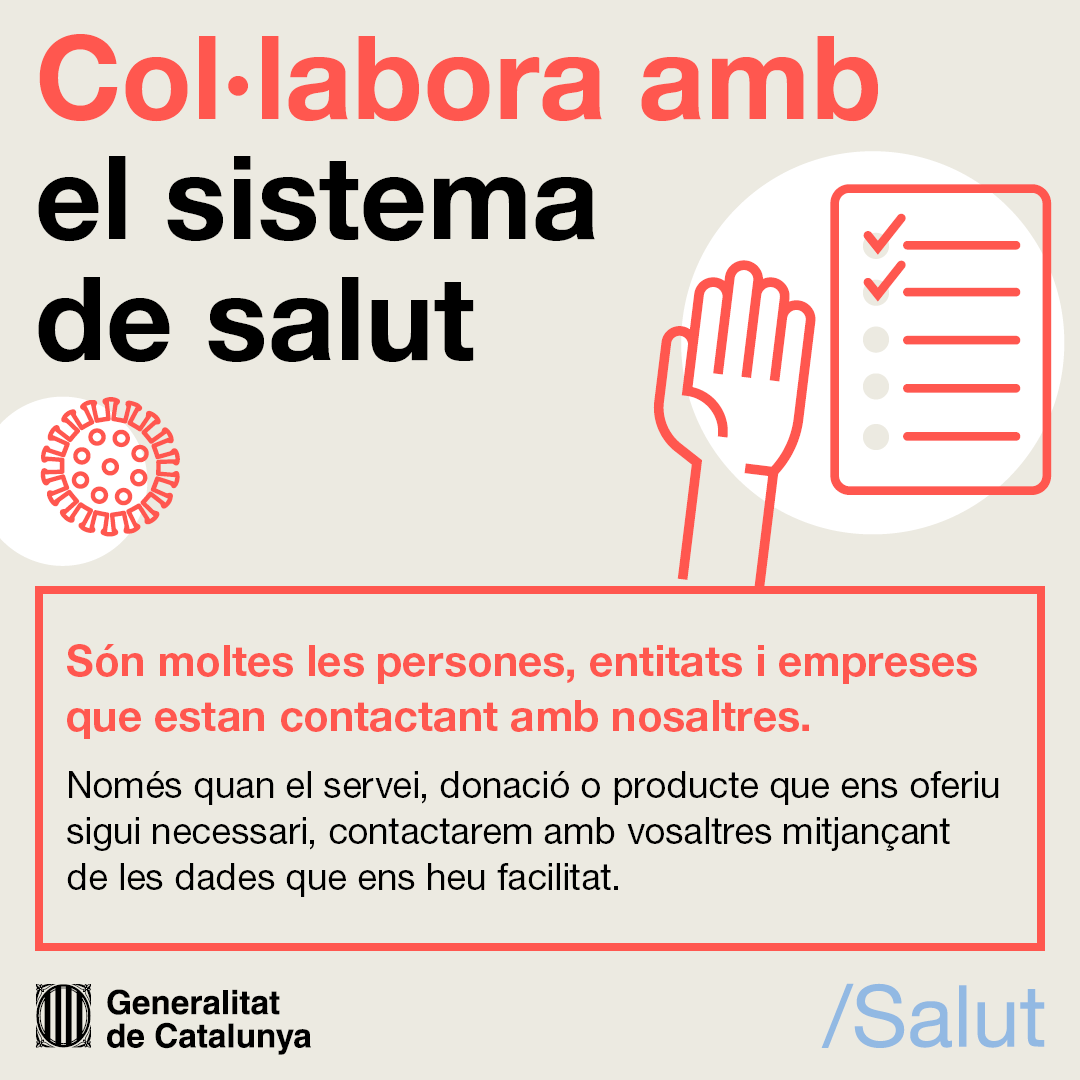 salutcat's tweet photo. Vols col·laborar amb el sistema de salut❓

👉 Hi ha 4 formularis per a oferiments:

📃per a voluntaris
🔗https://t.co/NLHHmR8bRg

📃per a material sanitari
🔗https://t.co/rlX2wBPsHy

📃per a personal sanitari
🔗https://t.co/yOuXIXlgbu

📃per a empreses
🔗https://t.co/umXwkYPIMD https://t.co/4JOqs3Ojd2