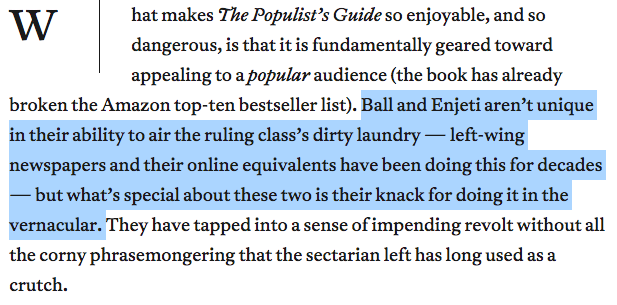 StrongArm_Press's tweet photo. THE POPULIST'S GUIDE TO 2020 by Krystal Ball and Saagar Enjeti reviewed in @jacobinmag: https://t.co/PIJJ9Phf8J https://t.co/0XWLCF8TTf