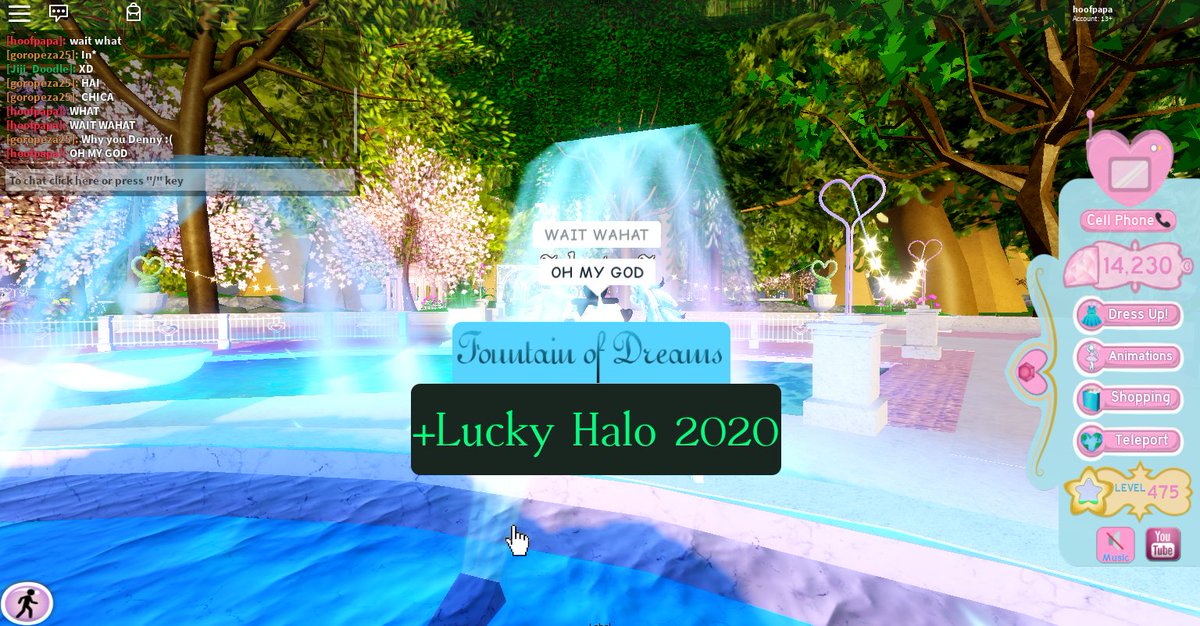 Hoofpapa On Twitter Omg I Just Wont The 2020 Lucky Halo I Absolutely Love It And Can T Believe How Lucky I Was Today Thank You To All The Sweet And Supportive Girls - roblox royale high fountain of dreams answers 2020
