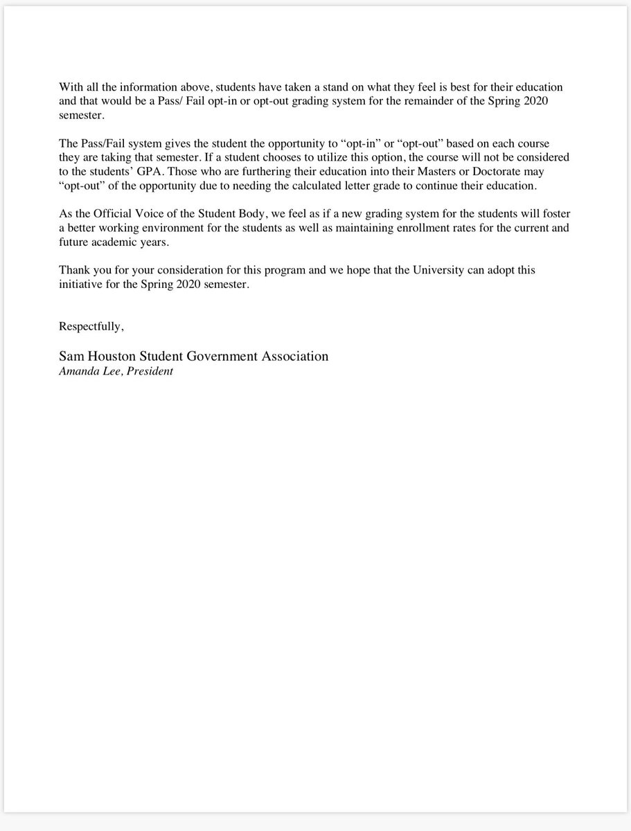 We have heard your concerns students! We have submitted a letter of concern about the possible changing of the grading policy due to COVID-19.